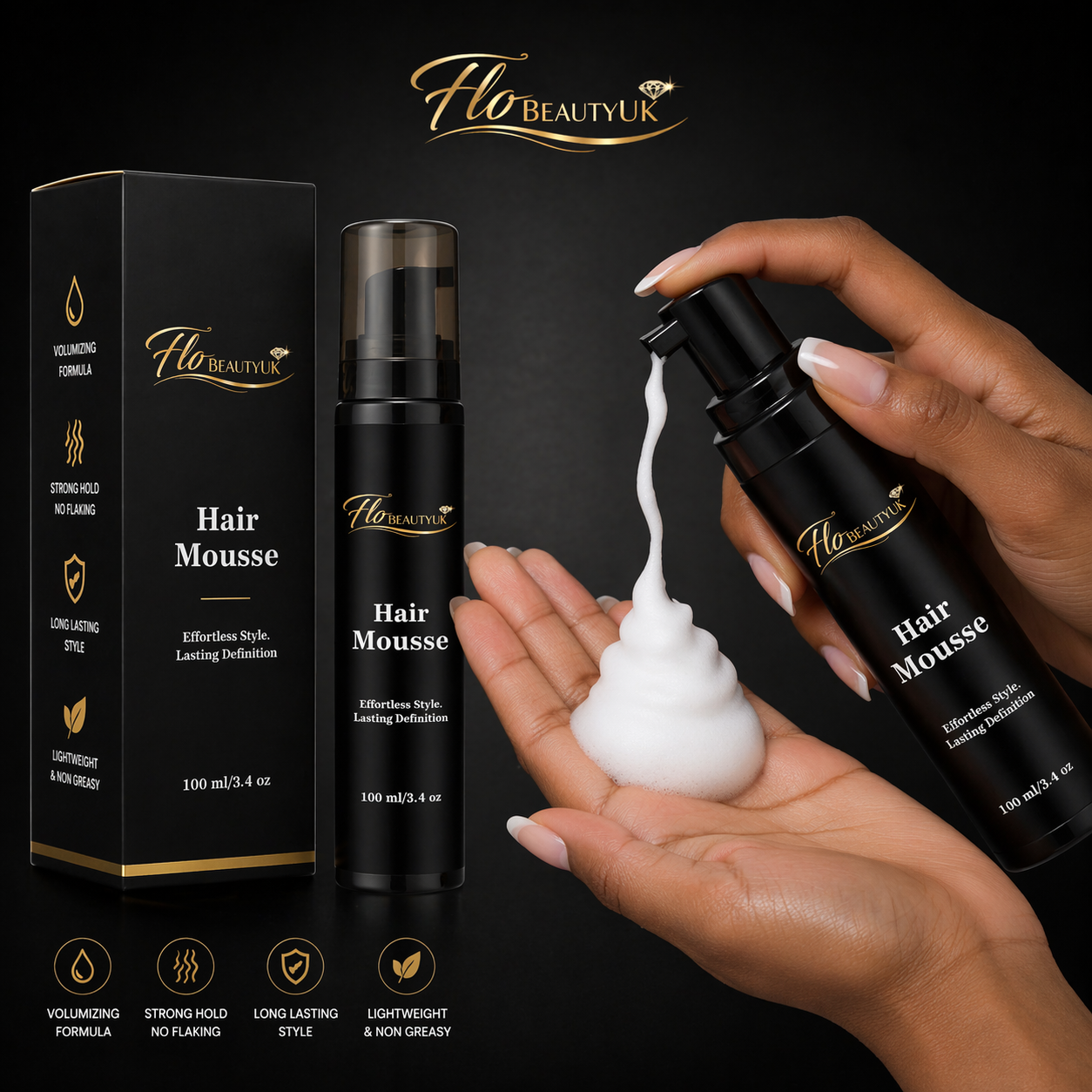 FloBeautyUK Hair Mousse Volume & Long-Lasting Hold
