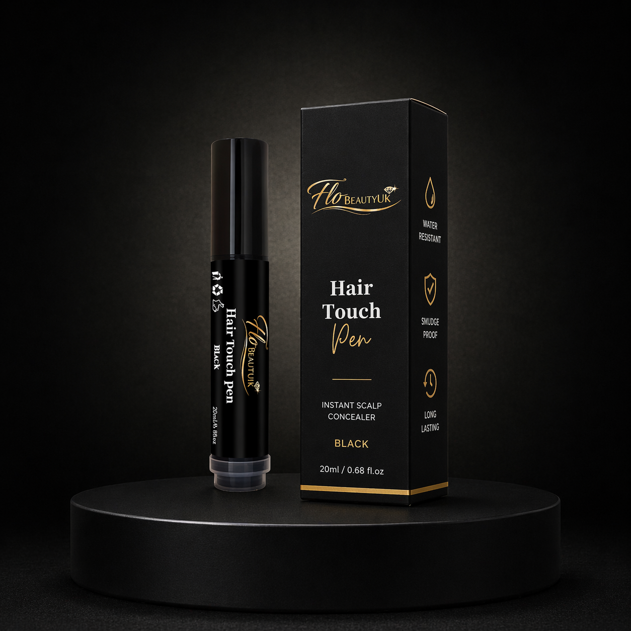 FloBeautyUK Hair Touch-Up Pen Instant Root & Hairline Coverage (Black)