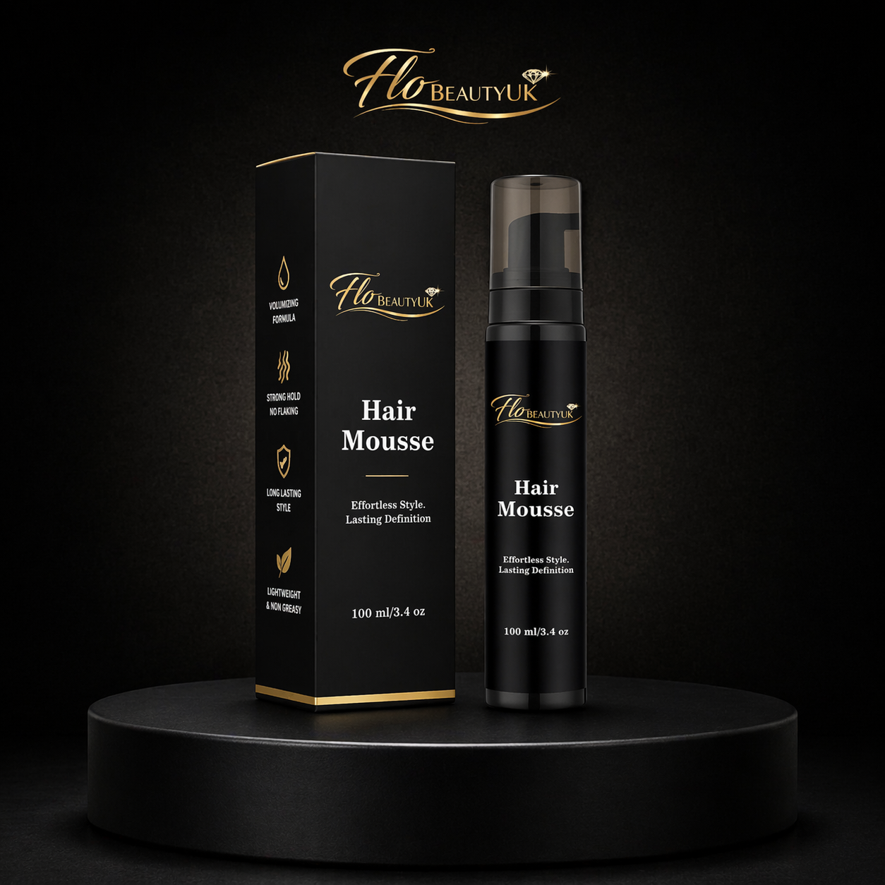 Mousse coiffante FloBeautyUK Volume et tenue longue durée